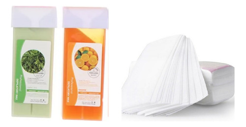 Kit: 2 Ceras Depiladoras Roll On 100g + Papel Depilador