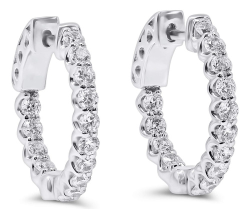 Pendientes Huggie Oro Leoni 925 De Plata Esterlina Cz. Chapa