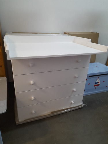 Imagen 5 de 7 de Cajonera Mueble Cambiador 4 Cajones Guias Metalicas