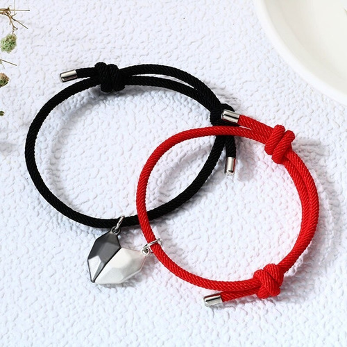 Pulseras Parejas Corazon Iman Ajustable Elige Diseño En Menu