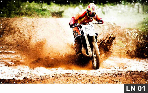 Imagem 1 de 6 de Painel De Festa Aniversário Motocross 2,00x1,80m Lona