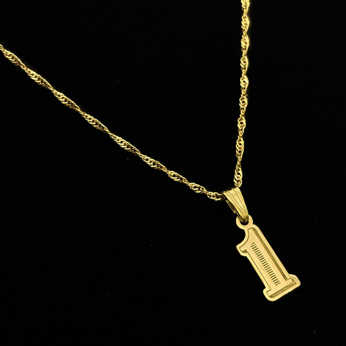 Cadena Y Dije Números Oro 18k 1 - Uno 45 Cm