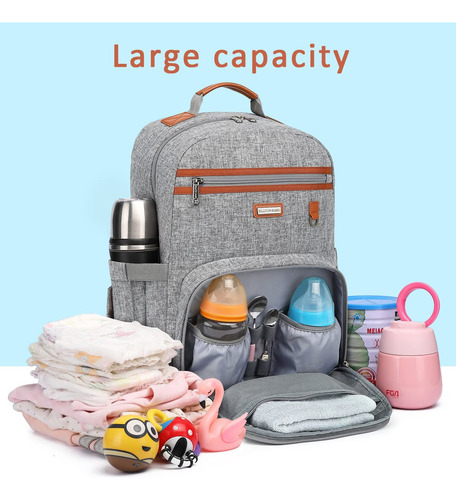 Mochila Pañales Bebé Gran Capacidad Bolsillos Aislados Multi