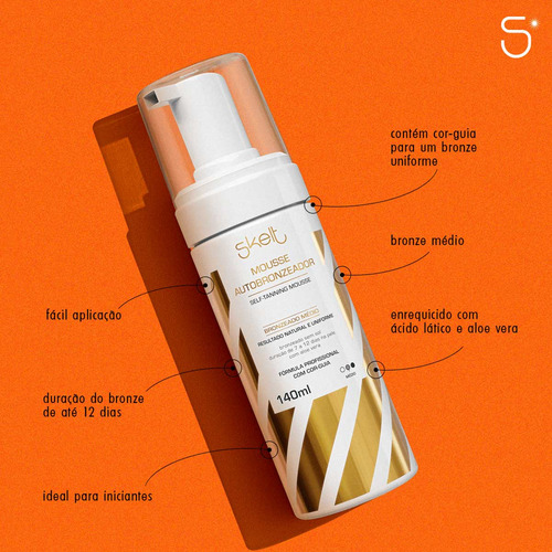 Kit Skelt Mousse Autobronzeador E Luva Aplicadora