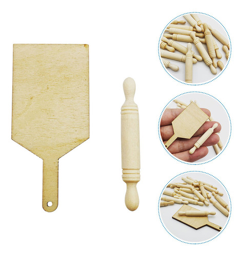 Juego De Minirodillos De Madera Con Forma De Tabla De Cortar
