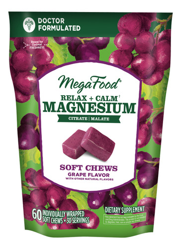 Megafood Relax+calm Magnesio Masticable Uva 60pz