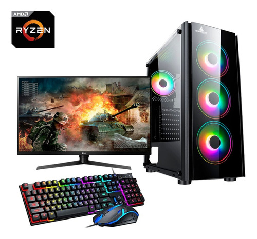 Torre Gamer Ryzen 5 5600g 16gb Ram Graficos Vega 7  Lcd 19  