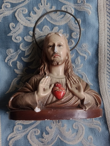 Antiguo Santo Busto Italiano Corazon De Jesus Md32