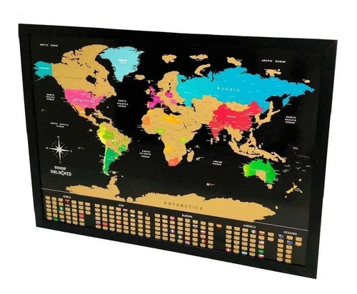 Mapa Mundi De Raspar Viagem Mapa Raspadinha 82 X 52cm Quadro