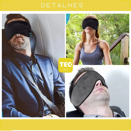 Fone Bluetooth Tapa Olho Dormir Sono Meditar Audio Book Cor Cinza