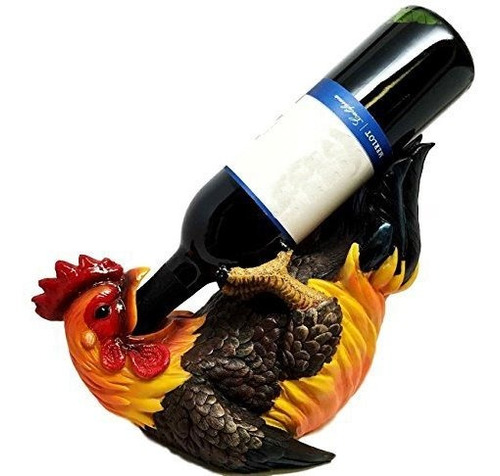 Ebros Country Farm Morning Sunshine Rooster Wine Holder Figu