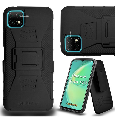 Funda Protector P/ Huawei Nova Y60, Uso Rudo Con Clip