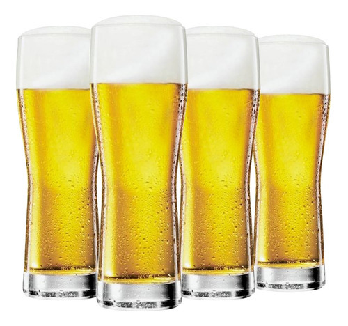 Conjunto De Copos De Vidro Grande Para Cerveja 340ml 4pcs Cor Transparente