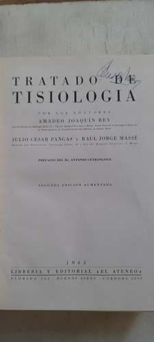 Tratado De Tisiologia De Rey / Pangas / Masse (usado)