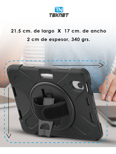 Teknet Funda Correa Para iPad Mini 7 2024 8.3 A17 Pro Color Negro