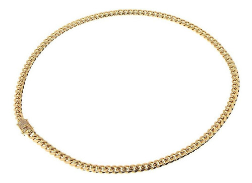Cadena Cubana Dorada De 8 Mm De Ancho De Acero Inoxidable De