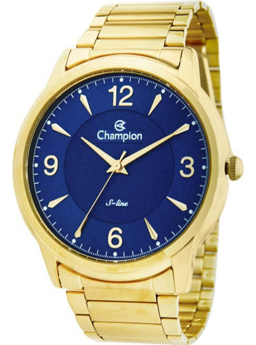 Relógio Masculino Champion Dourado Azul  Lançamento
