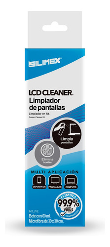 Limpiador De Pantallas Silimex Lcd Cleaner 60ml Microfibra