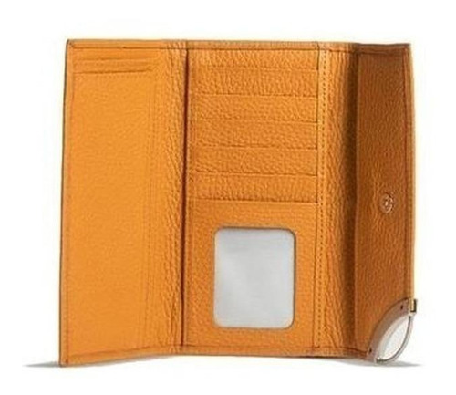 Billetera Prüne Katy naranja graneado cuero