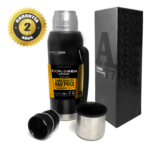Imagen 2 de 8 de Combo Termo Acero Inoxidable Explorer 1 Lt + 750 Ml Cebador