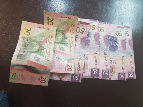 5 Billetes De 50 Pesos Y 2 De 20 Pesos Nuevos $5500