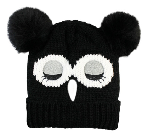 Gorro Dos Pompom Diseño Buho Forrado Con Chiporro