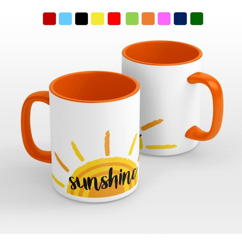Taza Personalizada Sol Modelo Interior Y Asa De Color