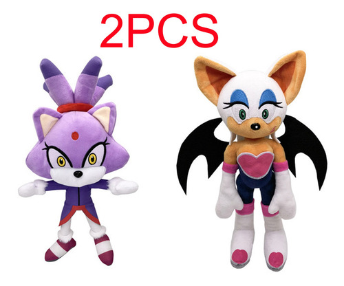2 Muñecos De Peluche Sonic Blaze The Cat Rouge The Bat 2 Muñecos De Peluche Sonic Blaze The Cat Rouge The Bat