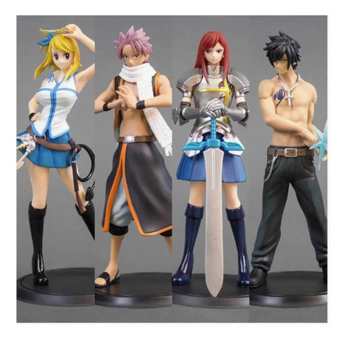 Figuras De Fairy Tail. Natsu. Erza. Gray. Lucy.