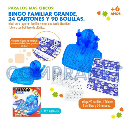 Bingo Grande En Caja, Con 24 Cartones Y 90 Bolillas - 11358