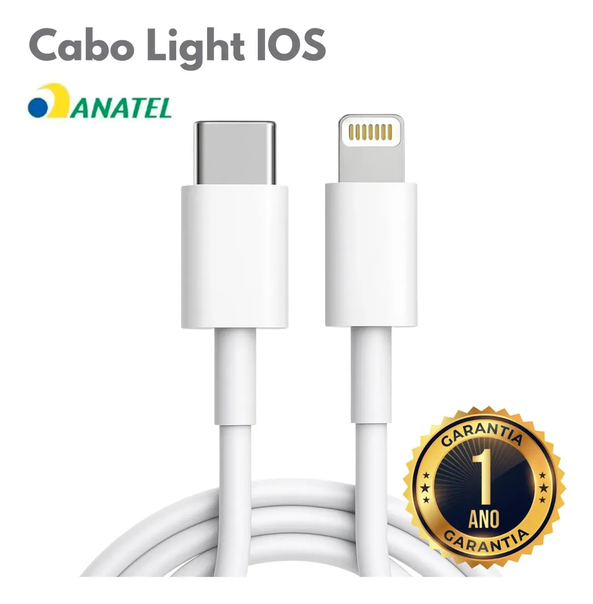 Cabo Carregador Light Usb-c 27w 1m Turbo Para iPhone 7 8 X Xr 11 12 13 14 Pro Max