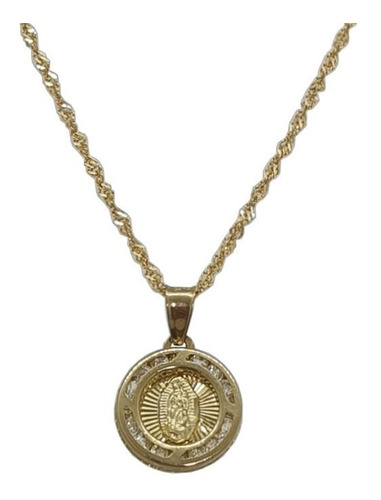 Medalla De La Virgen De Guadalupe Bautizo Con Cadena Oro 10k
