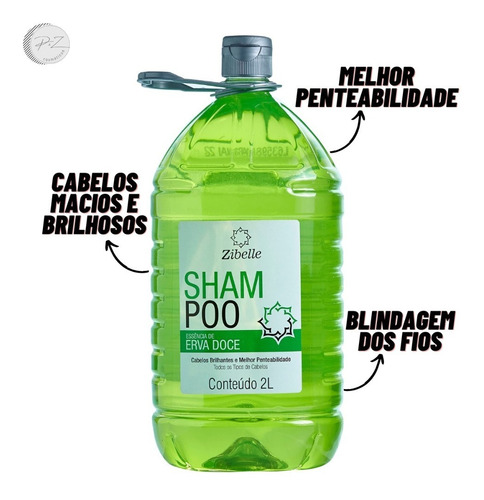 Kit 2 Shampoo Erva Doce Limpeza Profunda E Maciez 2l Zibelle