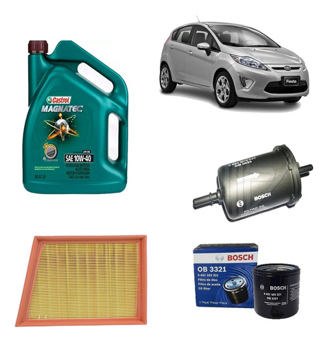 Kit 3 Filtros Ford Fiesta Kinetic Aceite Castrol 10w40