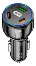 Comprar Cargador Para Auto 90W, Cargador Rápido Tipo C con 3 Puertos QC3.0 30W y PD 30W x2, Compatible con iOS y Android, Carga Segura y Estable, Diseño Antideslizante