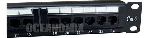 Patch Panel 24 Portas Cat6 Rj45 Utp Com Guia Traseira