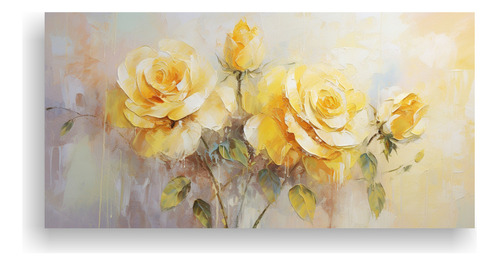 60x30cm Cuadro Imagen De Rosas Amarillas En El Estilo De Pin