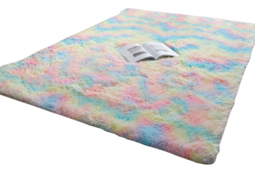 Tapete Felpudo 1,00x1,50 Luxuoso Sala Quarto Shaggy Casa Laura Enxovais Tie Dye