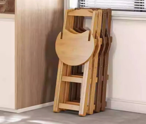Banqueta Taburete De Bar Plegable De Madera Mate Marrón Claro
