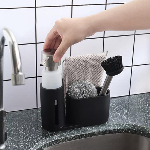 Dispensador De Jabón De Cocina Esponja Y Cepillo