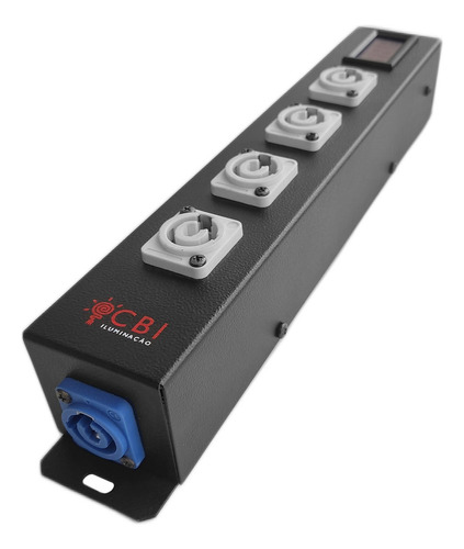 Kit 4 Réguas Entrada E Saida Powercon 04 Tomadas 4000w Cor Preto 127v/220v
