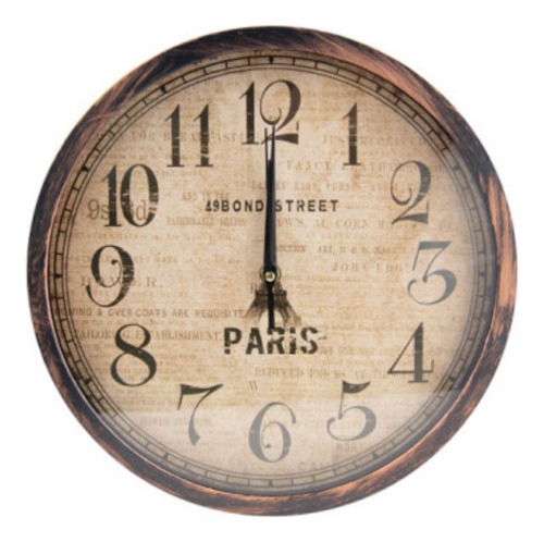 Reloj De Pared 30cm Paris Borde Bronce Bighouse Mimbral