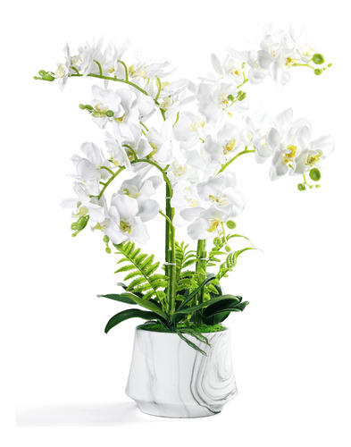 W&w Plantas Y Flores Artificiales De Orquídea Con Jarrón,.