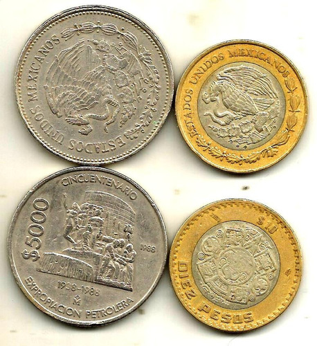 2 Monedas 5000 Y 10 Pesos Grafila Invertida