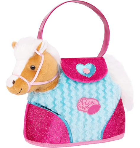 Bolsa De Caballo Beige Rayas Azules Y Poni Rosa St8274z...