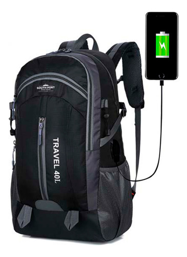 Mochila Deportiva South Port Para Viaje Trekking Ajustable 