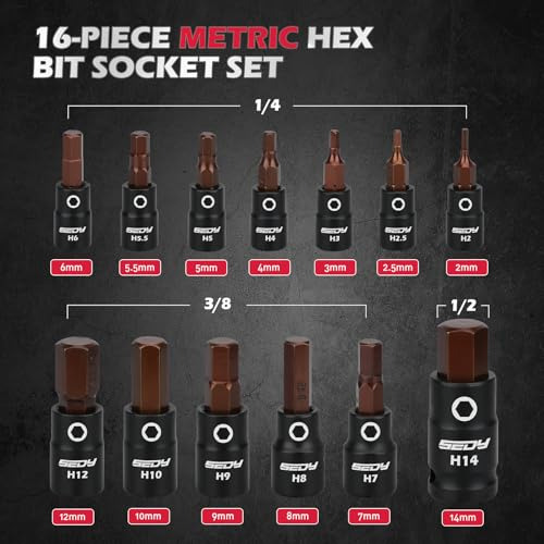 Juego De 16 Piezas De Puntas Hexagonales Métricas