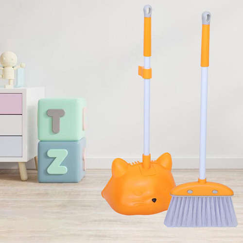 Juego De Mini Escoba Y Recogedor Para Niños Para El Naranja