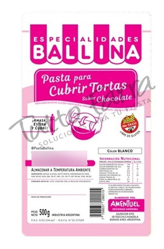 Imagen 1 de 1 de Pasta Ballina chocolate cubre tortas 500g