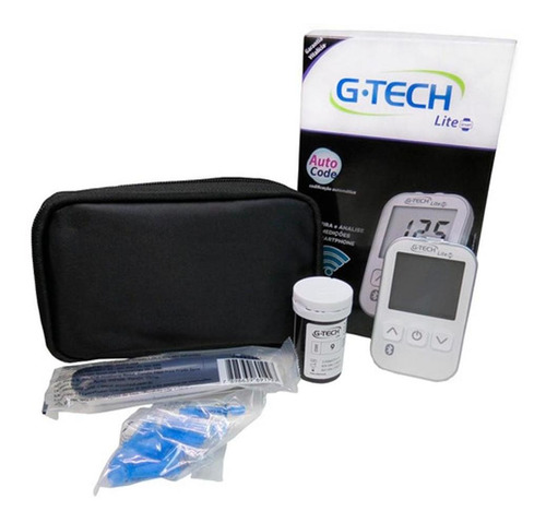 Kit Medidor De Glicose Completo Bluetooth G-tech Lite Smart Cor Branco